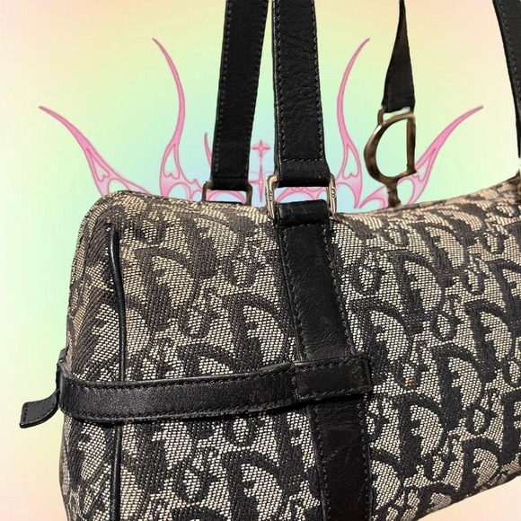 Christian Dior Navy Logo Charm Oblique Monogram Signature Trotter Boston Bag - Picture 4 of 7